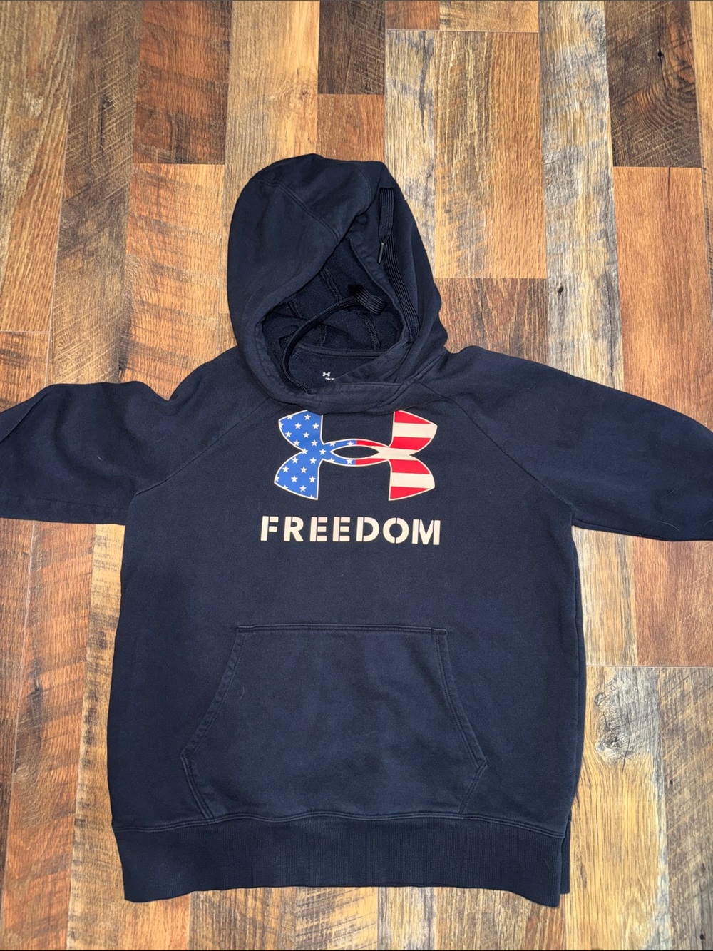 Under Armour Navy Hoodie with American Flag Logo